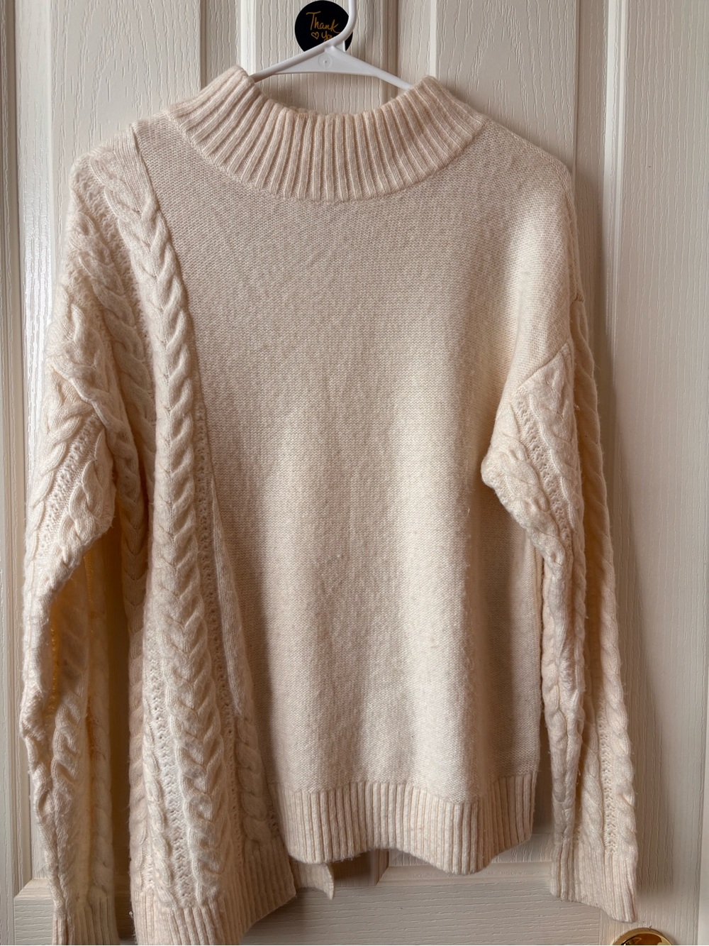 Michael Kors Cream Cable-Trim Mock Neck Sweater